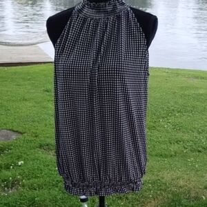 Adrianna Papell Black and White Halter Blouse